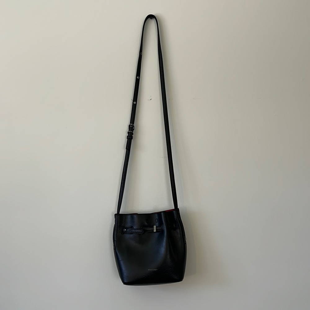 Red Interior Vegan Bucket Bag